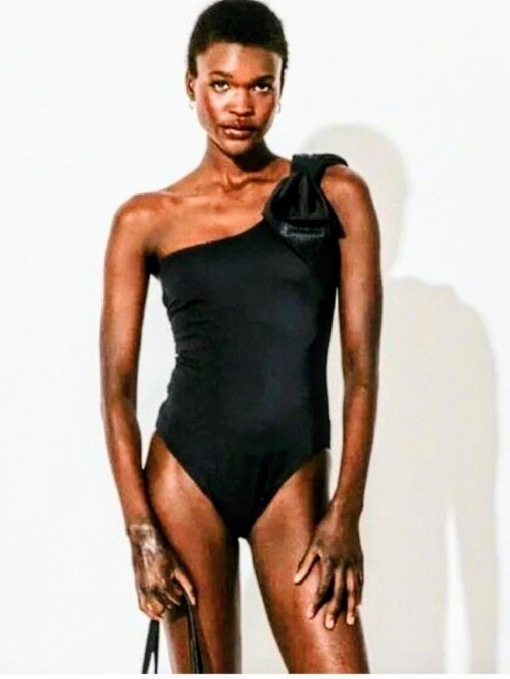 CLEOBELLA Inga Black One Piece One Shoulder Swimsuit Statement Bow Sculpted Fit
